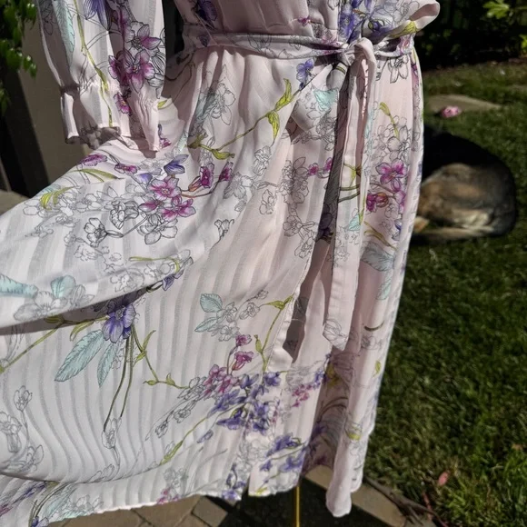 Nanette Lepore Floral Long Sleeve Dress - Purple and Cream - Picture 6 of 9